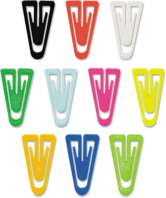 Advantus PC0600 Paper Clips, Plastic, Large (1-3/8-Inch), Assorted Colors, 200/Box