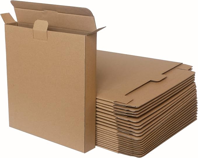 20 Pack 9.25"x 9.4"x 1.5" Flat Shipping Boxes, Brown Kraft Corrugated Cardboard Mailer Boxes, Recycable, Mailing and Storing