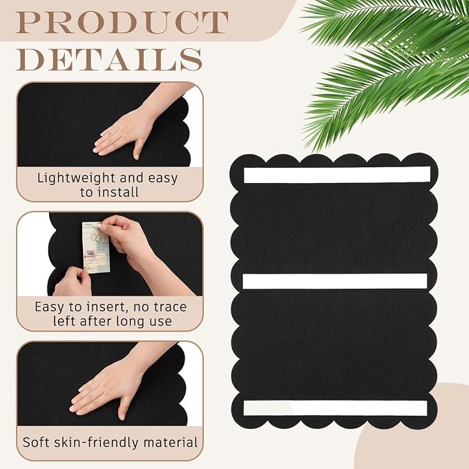 Mooliwe Scalloped Felt Bulletin Cork Board Foldable Black 36 * 24 Inch | 3' x 2' Trifold, Self Adhesive, Picture Vision Board, Cork Alternative for Wall, Pin Bulletin Decorative for Office Bedroom
