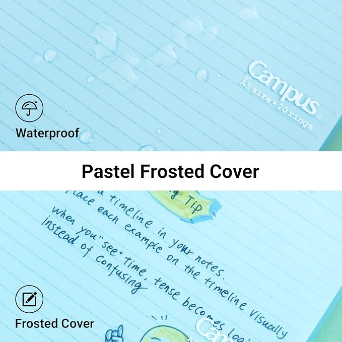 KOKUYO Campus Smart Ring Binders 3 Pack, A5 Binder Notebooks + 100 Campus Loose-Leaf Paper, 25 Sheet Capacity, 20 Ring, Slim Binder Folder for Meeting and Classes, Vivid Color