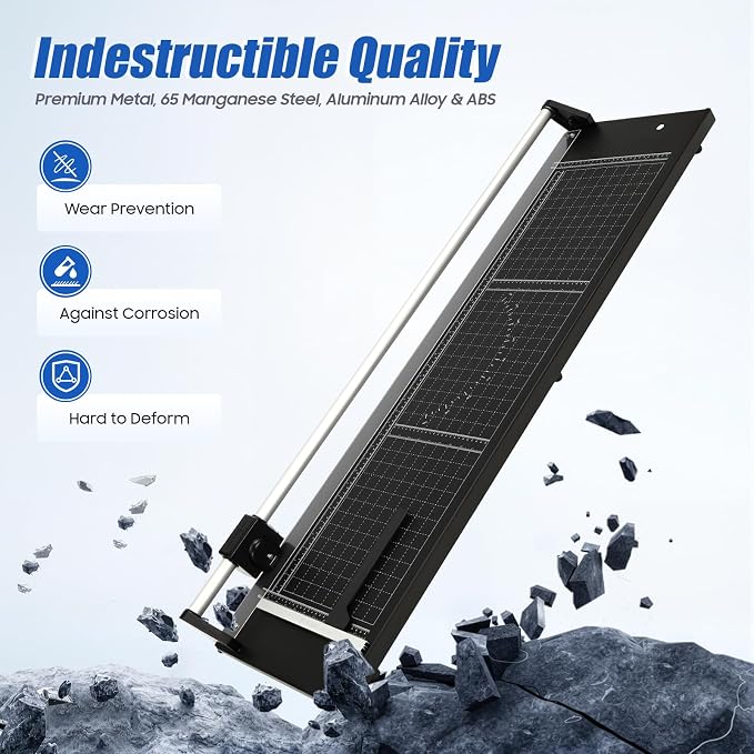 36 Inch Precision Rotary Paper Cutter, Desktop Office Paper Trimmer, Manual Straight Paper Trimmer with Roller Cutter Head and Round Blade for Photos, Cards, Decals
