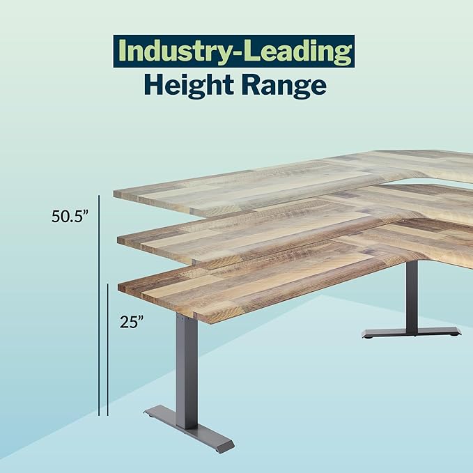 Vari ComfortEdge 80x80 L-Shape Electric Standing Desk – Height Adjustable Sit-Stand VariDesk for Corner Office with Reversible Left/Right Design + Reclaimed Wood Top/Slate Legs (Ships in 4 Boxes)