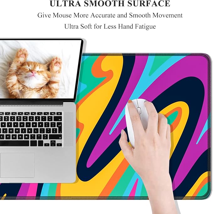 Desk Mat, 32" x 12" XXL Extended Large Gaming Mouse Pad, Desktop Decor Desk Pad, Cute Men Women Office Supplies and Accessories, XL Mouse Mat for Laptop & Keyboard, Colorful Abstract Painting
