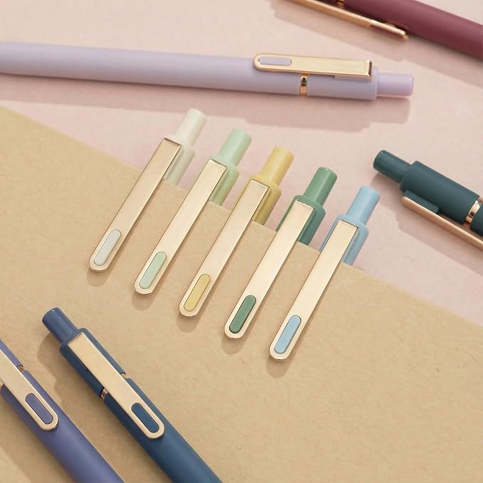 Linbsunne Gel Pens Black Ink Pens for Office 0.5mm Fine Point Pen Smooth Writing Retractable (Morandi-10 pcs)