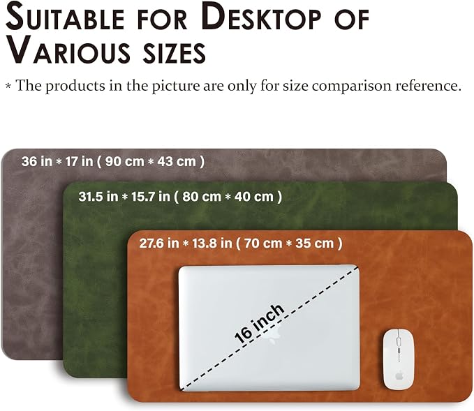 Distressed Leather Desk Mat - Non-Slip PU Desk Pad for Office and Home - Desk Organization and Accessories - Ideal for Large Mouse Pad and Desk Mats on Top of Desks(Sandstone,31.5"x 15.7")