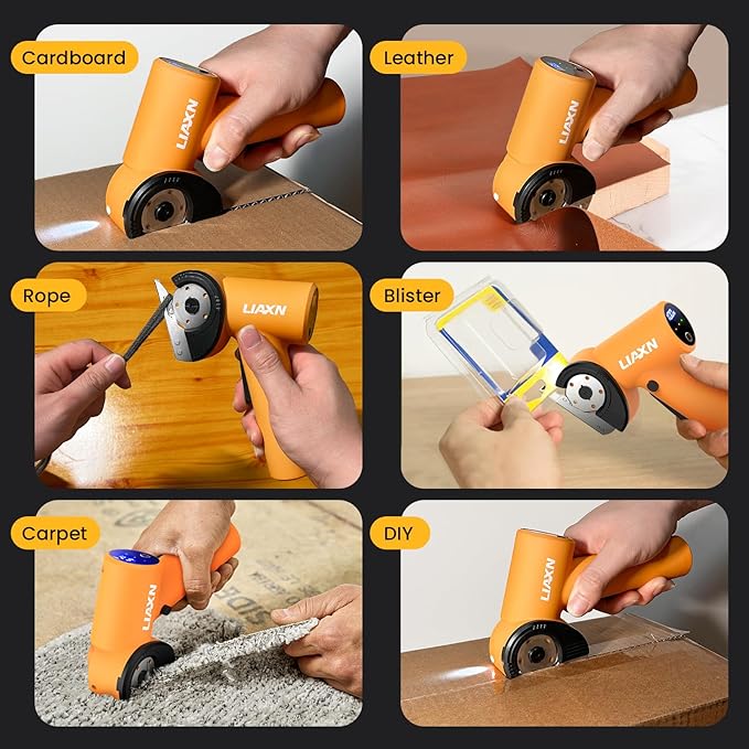 Cardboard Cutter 4000mAh 450RPM 3 Speeds Powerful Cordless Electric Scissors - Cardboard Box Cutter, Power Box Cutter, Rechargeable Electric Scissors for Cardboard Fabric Plastic Carpet Cutting Tool