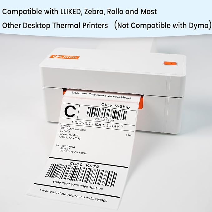 L LIKED 4" x 6" Blank Removable Labels in Fanfold, No Residue, Water and Oil Resistant, Use for Both Home and Office (200 Labels)