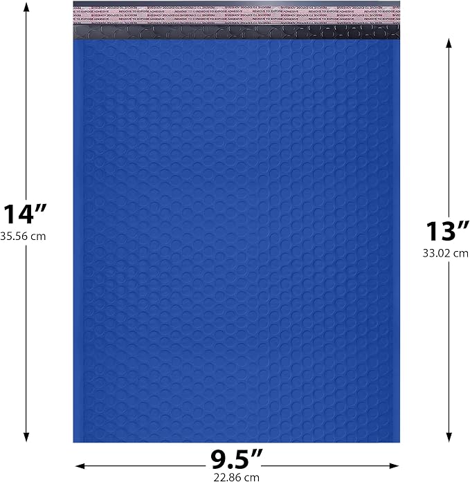 Royal Blue Bubble Mailers 10x13, Self Seal Poly Padded Envelopes, 200 Pack | Fits Books & Magazines, No Tape Needed, Cushioned Protection, Water-Resistant Poly, Bulk Pack for Small Business