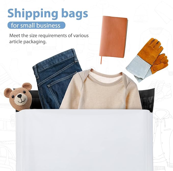 Metronic Poly Mailers 12x15.5 200PC Medium Shipping Bags for Clothes White | Strong Self-Seal Mailers Poly Bags Shipping Envelopes, Thick Mailing Bags Package Bags for Small Business Online Sellers