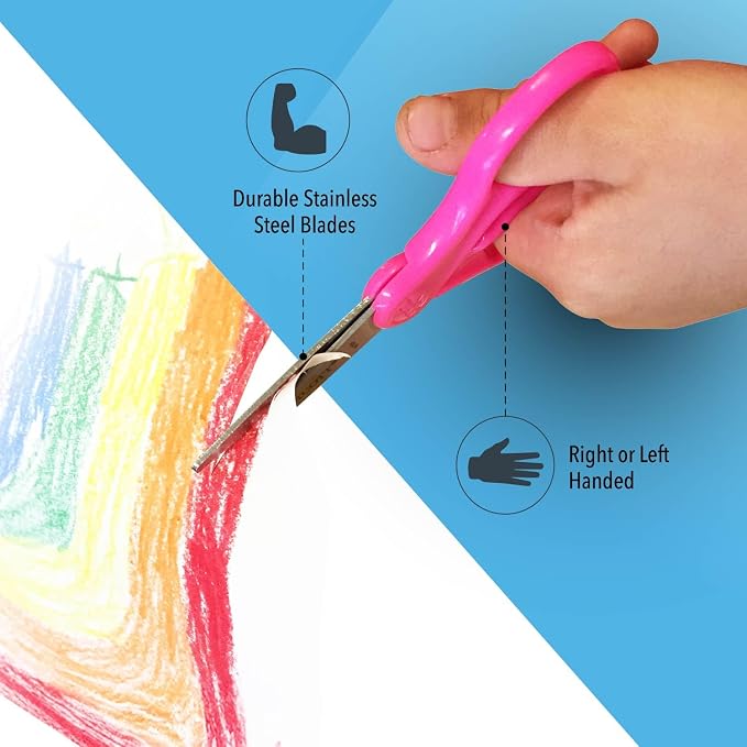 Westcott Right & Left-Handed Scissors For Kids - Back to School Essentials, Classroom Must Haves, Art Supplies - 5-Inch Pointed Safety Scissors - Assorted Colors (ACM13141) (Pack of 36)