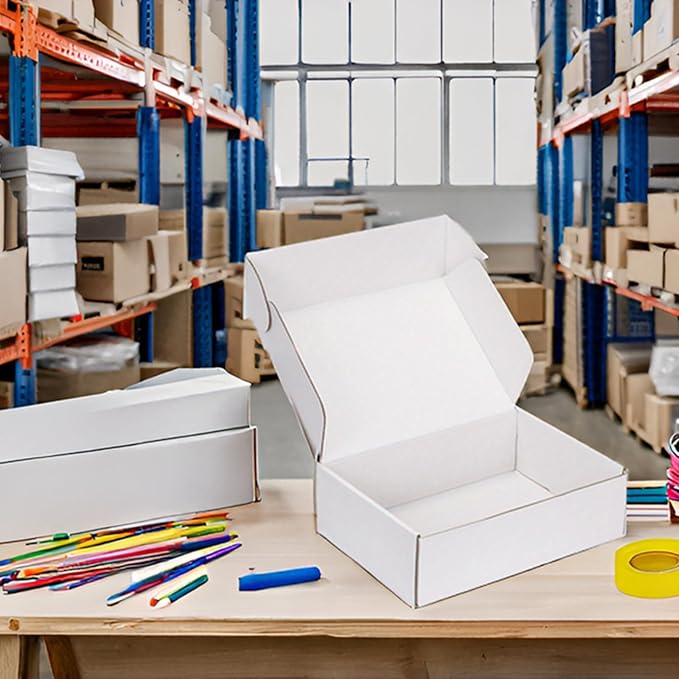 Small Shipping Boxes 10x10x3 Inch (25 Pack) - Sturdy White Corrugated Cardboard Boxes for Small Business, Ecommerce, Mailing & Packaging | Recyclable Gift & Storage Boxes