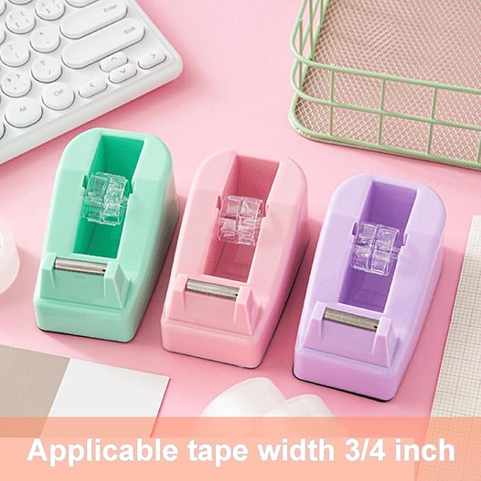 SHOIKOM Stylish and Sharp Desktop Tape Dispenser Cute Office Tape Dispenser for Desk - Non-Skid Base, Macaron Purple