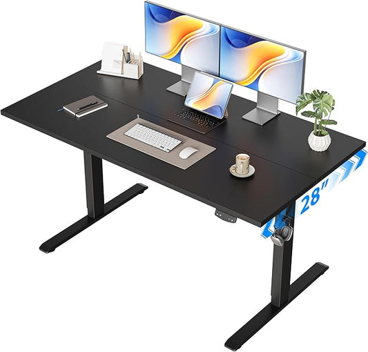 Agilestic Electric Standing Desk, 48 x 28 Inches Height Adjustable Desk, Sit Stand up for Work Office Home, Ergonomic Rising Computer Table with Memory Preset, Black