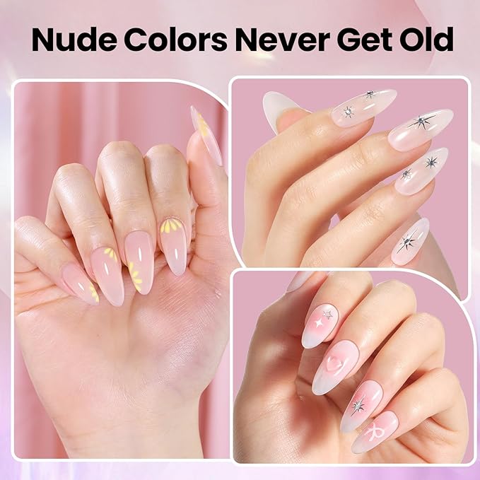 Beetles Builder Gel for Nails & Milky Pink Gel Nail Polish, 8 in 1 Clear Builder for Nail Apex, Strengthening,Crack Repair & Extension,Beginner-Friendly DIY UV Nail at Home,with Nail Art Brush