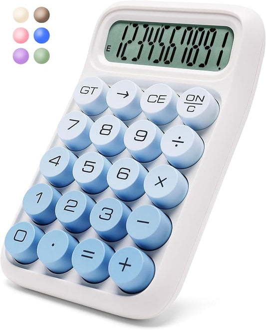 Mechanical Switch Calculator, 10-Digit LCD, Blue, Big Buttons | Large Display with a Cute and Aesthetic Design for Office, School, Home, and Study