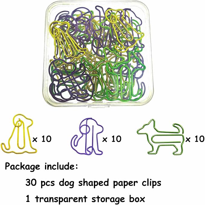 Cute Dog Paper Clips Decorative Animal Paperclips 30 PCS, Fun Dog Gifts | Office Supplies Desk Accessories, Fun Office Gifts for Women Men Coworkers Teachers Students, Back to School Supplies