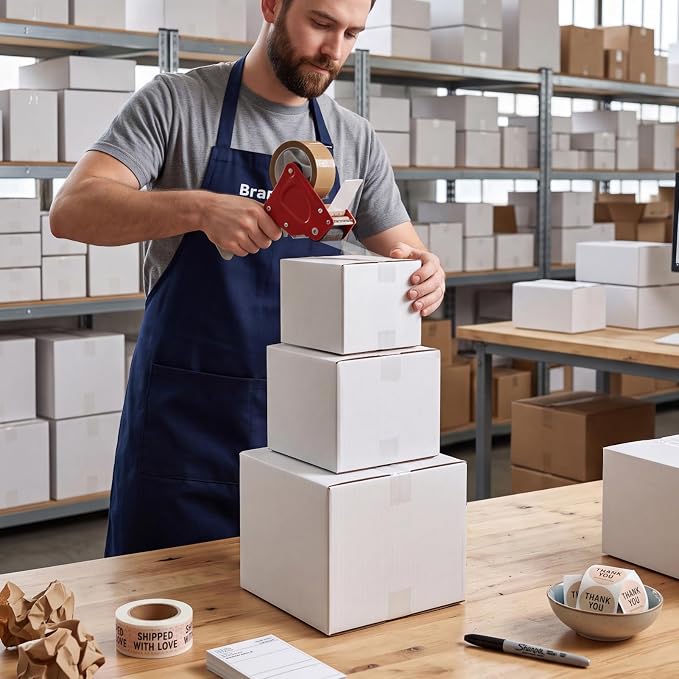 CRUGLA Assorted Sizes Shipping Boxes 30 Pack (8x8x8, 6x6x6, 5x5x5), White Corrugated Cardboard Mailers, Each 10 PCS Small Boxes for Small Business Packaging, Shipping & Storage