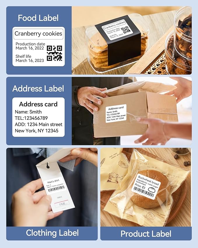 NIIMBOT 3 Rolls Set Label Tape for B1/B21/B3S Label Printer, 1.97" x 3.15" (50x80mm) Waterproof Thermal Label Tape for Product Info/Address/Barcode/Price (White)