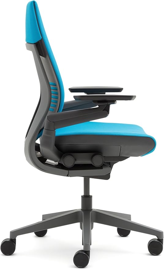 Steelcase Gesture Office Chair - Cogent: Connect Tangerine Fabric, Low Seat Height, Wrapped Back, Dark on Dark Frame, Lumbar Support