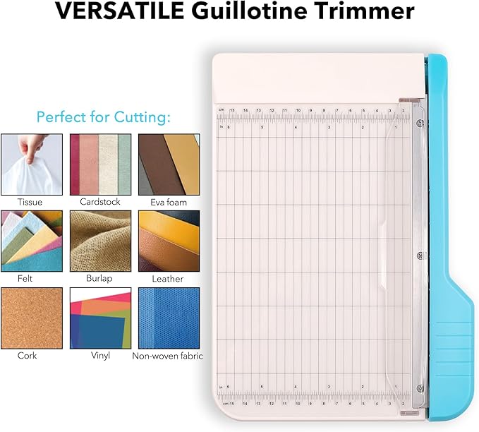 Briartw Professional 9" Guillotine Paper Trimmer & Craft Cutter - Precision Blade for Paper,Photos,Cardstock,Fabric,Leather with Self-Sharpening Blade, Inch/Cm Grid, Portable Paper Cutter for Crafting