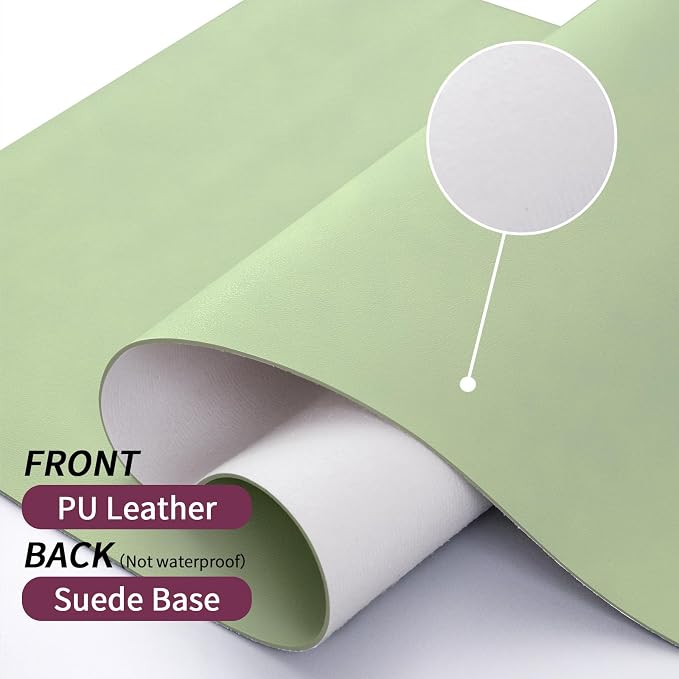 Bloss Leather Desk Mat and Keyboard Wrist Rest, Large Mouse Pad + Keyboard Pad+Mouse Wrist Support, Non-Slip Desk Mat Protector for St Patricks Day(31.5×15.7 Inches, Green)