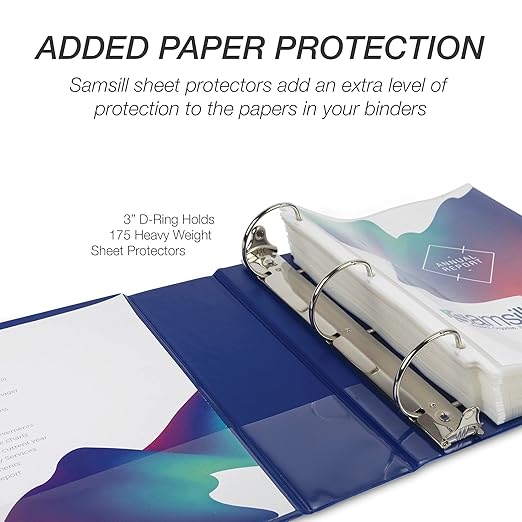Samsill Durable 3 inch 3 Ring Binder, D Ring Binder, 100% Recycled Chipboard, Blue