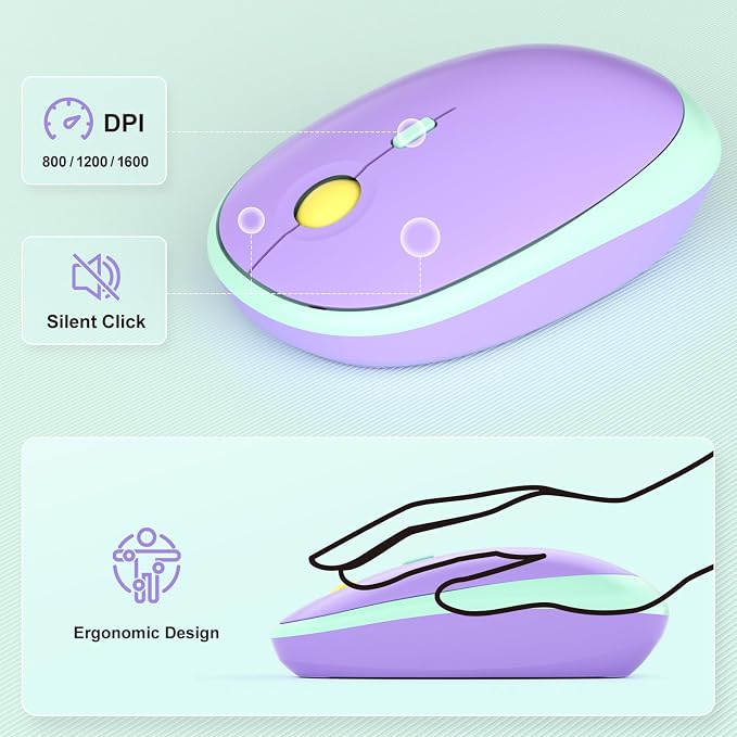 KNOWSQT Wireless Keyboard and Mouse Combo - Lovely Tiffany Blue 2.4G Full-Sized Colorful Keyboards, Round Keycap USB Dongle Plug Play Cute Keyboards for Windows, Laptop, PC, Desktop, Mac
