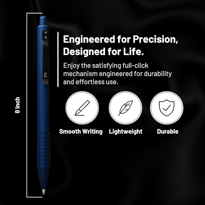 Everyman Midnight Super Matte Grafton Pen & Refill Set | Refillable Metal 0.7mm Gel Pen with 3 Smooth Black Ink Refills | Premium EDC Writing Tool for Office, Work, Travel & Gifting