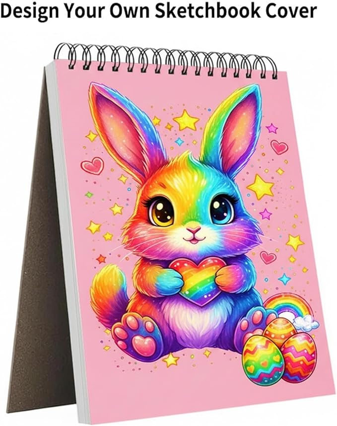 Soucolor Cute Sketchbook 9" x 12" for Women, 1-Pack 100 Sheets Spiral Notebook Drawing Pad, Pastel Art Supplies for Artists, Arts and Crafts Gifts Set for Adults
