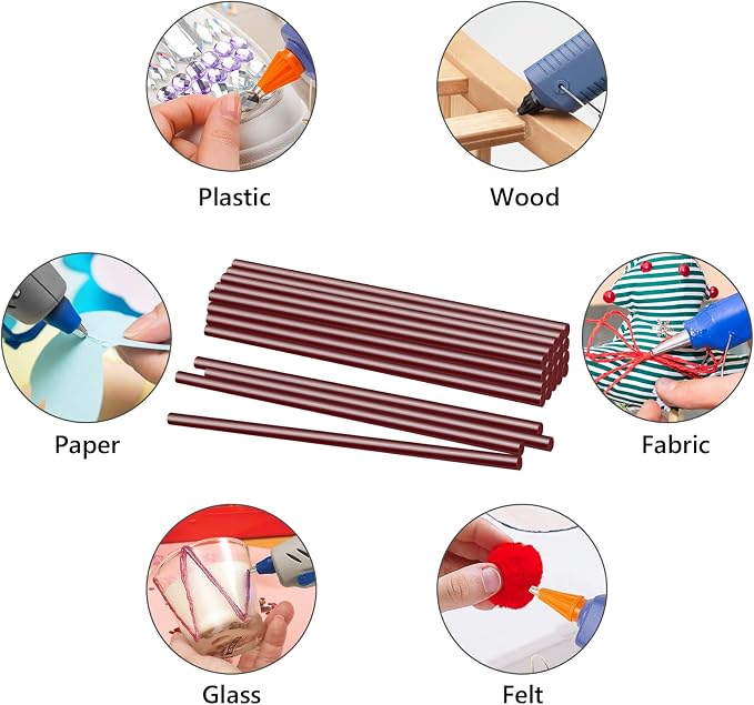 Manarty Wine Red Hot Glue Sticks, 24PCS Mini Size 0.27" Dia x 8" Long Hot Melt Glue Stick Colored, All Temperature Adhesive EVA Glue Sticks for Repairing Sealing Stamp DIY Art Craft Decoration