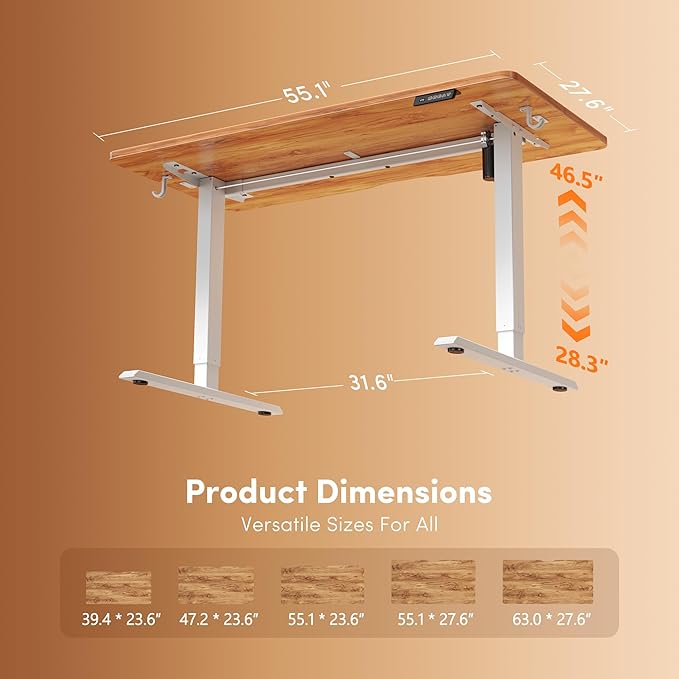 FEZIBO Electric Standing Desk, 55 x 28 Inches Height Adjustable, Sit Stand Up, Computer Home Office Desk with Splice Board (Light Rustic)