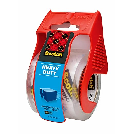 Scotch Heavy Duty Shipping Packaging Tape, 1.88" x 27.7 yd, Great for Packing, Shipping & Moving, Clear, 1 Dispensered Roll (142L) (Pack of 2)