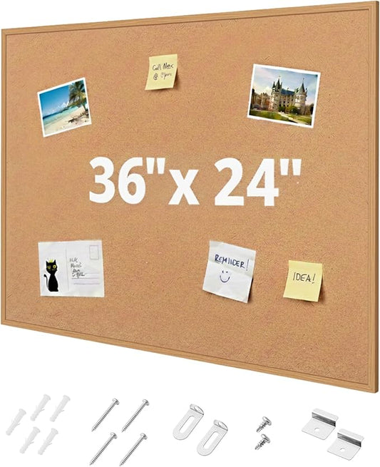 Mr. Pen- Cork Notice Board, 36 X 24 Inches, Cork Bulletin Board for Walls, Pin Boards, Framed Corkboard, Decorative Hanging Pin Boards, Perfect for Office & Home Decor