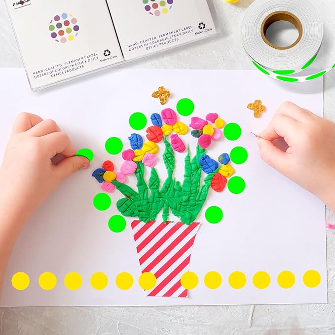 PARLAIM 1/2" Circle Dot Stickers 2 Rolls Pack 2000 Color Coded Labels for Home Commerce Business, Fluorescent Green + Yellow