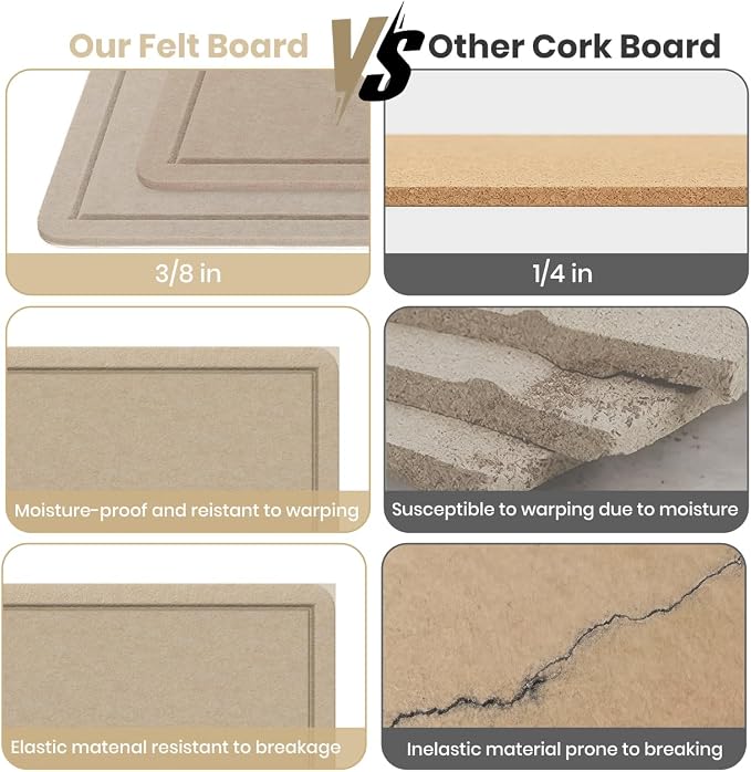 Large Bulletin Board 60" x 36" Felt Cork Board,Decor Pin Board, Beige Brown | Cork Board Alternative for Wall, Foldable Self-Adhesive Vision Board Prayer Board with Pushpins for Home Office Classroom