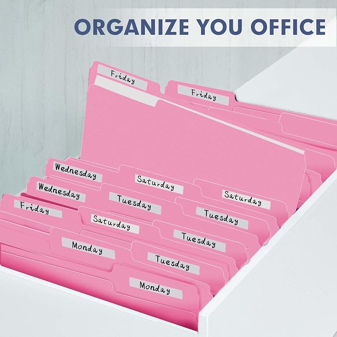 File Folder, PANDRI 120 Pack File Folder, 1/3 Cut Tab, Letter Size, Filing Folder for Office School Business, Pink