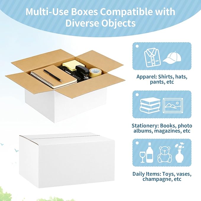 Famagic Small Shipping Boxes 11x6x6 Inch 10 Pack White Box Corrugated Cardboard Boxes for Packaging Small Business, Mailing Boxes for Shipping