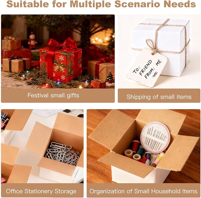 Shipping Boxes,8x6x4inches 40 PCS Shipping Boxes,White Corrugated Cardboard Boxes for Packing, Mailing, Moving,Gifts & Storage,Heavy-Duty（White ）