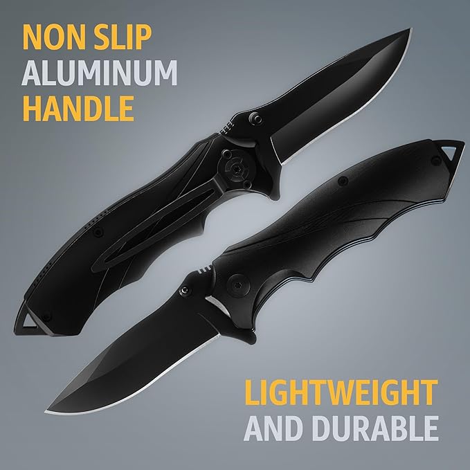 Pocket Knife for Men - Best Knife with Glass Breaker and Pocket Clip - Cool Folding Knives for Tactical, EDC, Camping - Multifunction Bike Tools - Birthday Gifts for Husband, Boyfriend, Dad 6495 B