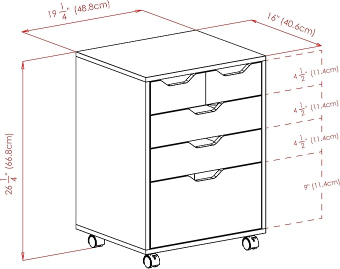Winsome Halifax Mobile Storage Cabinet with 5 Drawers, White | Stylish & Functional Home Storage Cabinet for Filing, Kitchen Organization, Moveable Furniture for Office, Dorms, Apartments
