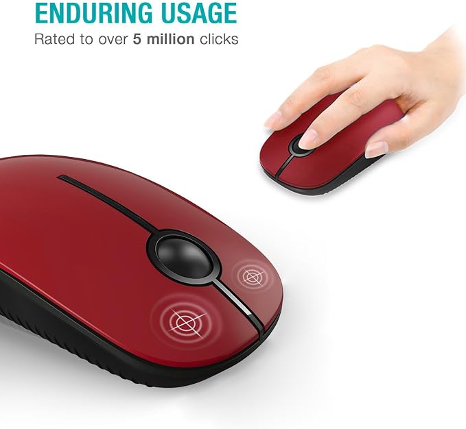 VssoPlor Wireless Mouse, 2.4G Slim Computer Laptop Mouse, Black and Red | Portable Mouse, Plug & Play USB Nano Receiver, Quiet Silent Optical Mice for Notebook, PC, Laptop, Computer, Windows, Mac