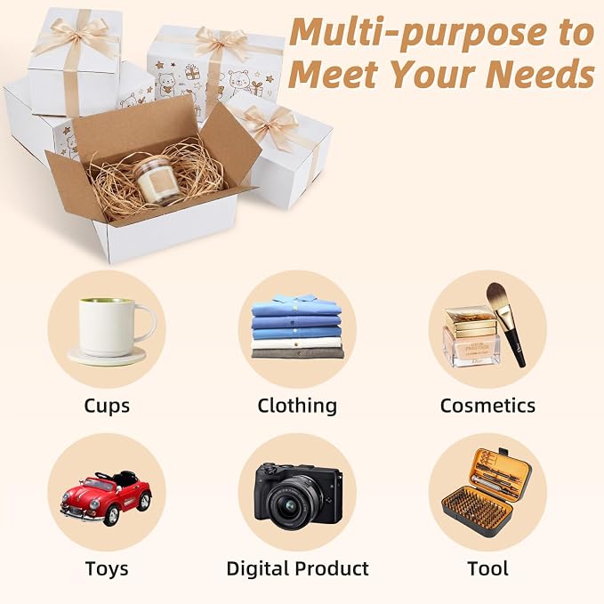 20 Pack 8x6x4, 9x6x4, 10x7x5, 11x6x6 Assorted Sizes Shipping Boxes for Small Business, Each Size 5 Pack, White Corrugated Cardboard Small Box for Packaging, Moving, Mailing, and Storing