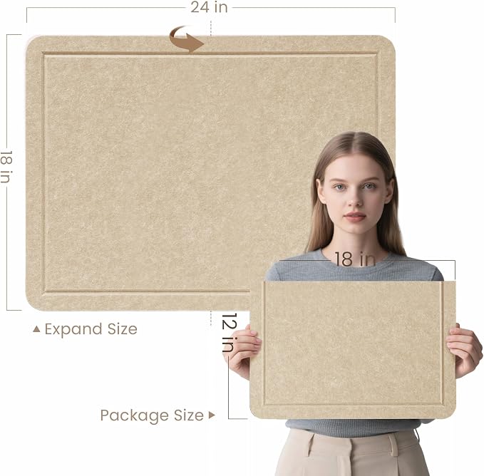 Felt Bulletin Board 24x18 inches, Decorative Pin Board for Home & Office | Cork Board Alternative for Wall with Push Pins, Display Mood Board for Photos, Notes & Reminders