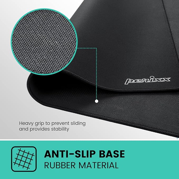 Perixx DX-1000L Waterproof Gaming Mouse Pad with Stitched Edge - Non-Slip Rubber Base Design for Laptop or Desktop Computer - L Size 12.60x10.60x0.08 Inches