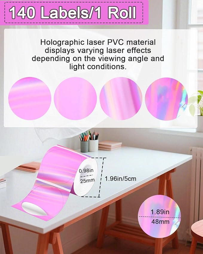 Thermal Labels, Compatible with T50M Pro/M110/M100/M220 Label Maker and Other 4x6 Thermal Printers for Shipping Barcode & Custom Stickers, Holographic Purple, 2×2 inch