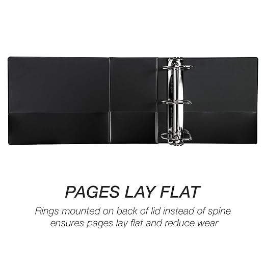 Samsill Durable 6 inch 3 Ring Binder, Made in USA, Locking D Ring 100% Recycled Chipboard, Black, 6 Pack