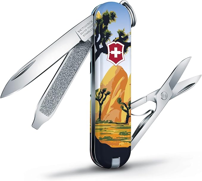 Victorinox Classic SD Swiss Army Knife, Compact, 7 Functions, Swiss Made Pocket Knife with Small Blade, Screwdriver and Key Ring - Joshua Tree National Park