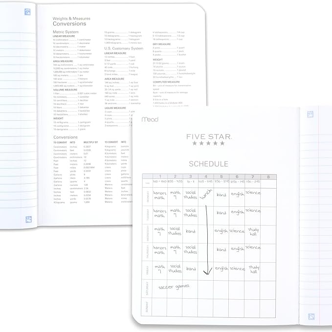 Five Star Composition Book + Study App, 4 Pack, Wide Ruled Paper, 7-1/2" x 9-3/4", 80 Sheets, Forest Green, Tidewater Blue, Fire Red and Harvest Yellow (950033B-ECM)