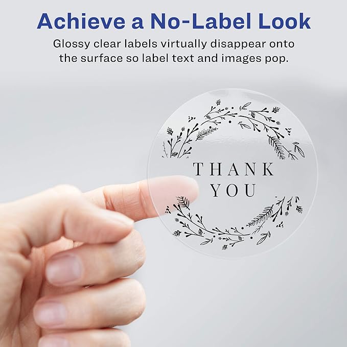 Avery Printable Round Labels with Sure Feed, 2" Diameter, Glossy Clear, 120 Customizable Labels (22825)