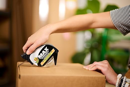 Duck Max Strength Clear Packing Tape with Dispenser - Maximum Strength Heavy Duty Packaging Tape for Shipping & Moving Boxes - 3" Core - 1.88 Inch x 54.6 Yards - Clear (284982)